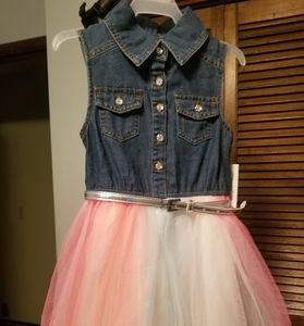 Little girls denim Tulle princess skirt dress